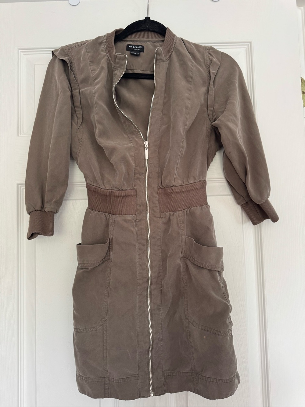 Marciano Taupe Utility Zip-Front Dress